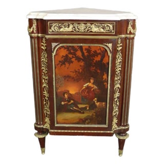 Late 19th Century Rare Signed Millet Vernis Martin Paint Decorated French Louis XVI Corner Cabinet For Sale