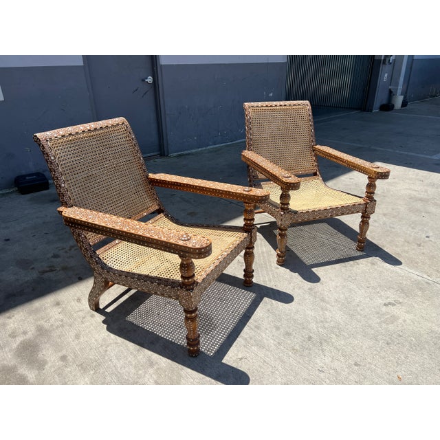 Brown Early 19th Century Anglo Indian Inlaid Plantation Chairs - Set of 2 For Sale - Image 8 of 12