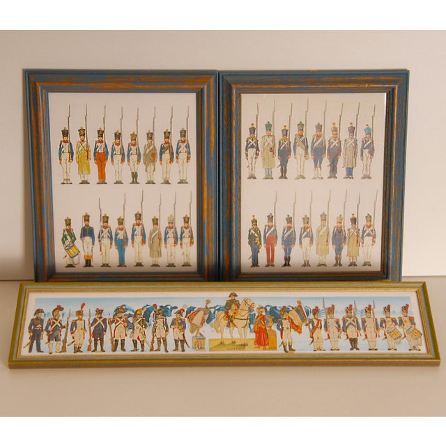 Vintage Napoleonic Military Costume Lithographs Collage Framed French Wall Art Set of 3 For Sale - Image 18 of 18