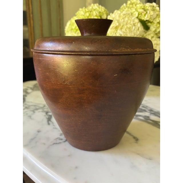 Mid-Century Danish Teak Wood Ice Bucket With Opal Glass Liner For Sale - Image 13 of 15