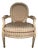 Late 20th Century Louis XVI Style Creme Painted Upholsterer Fauteuil Armchair For Sale