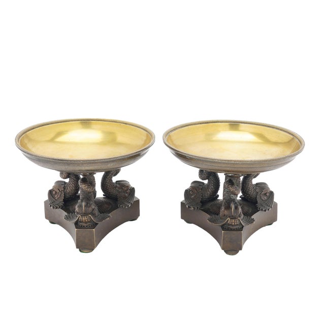French Pair of French Empire Bronze Tazzas, C. 1800-25 For Sale - Image 3 of 9