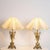 Brass Table Lamps with Wavy Ecru Lampshades, 1950, Set of 2 For Sale - Image 3 of 13