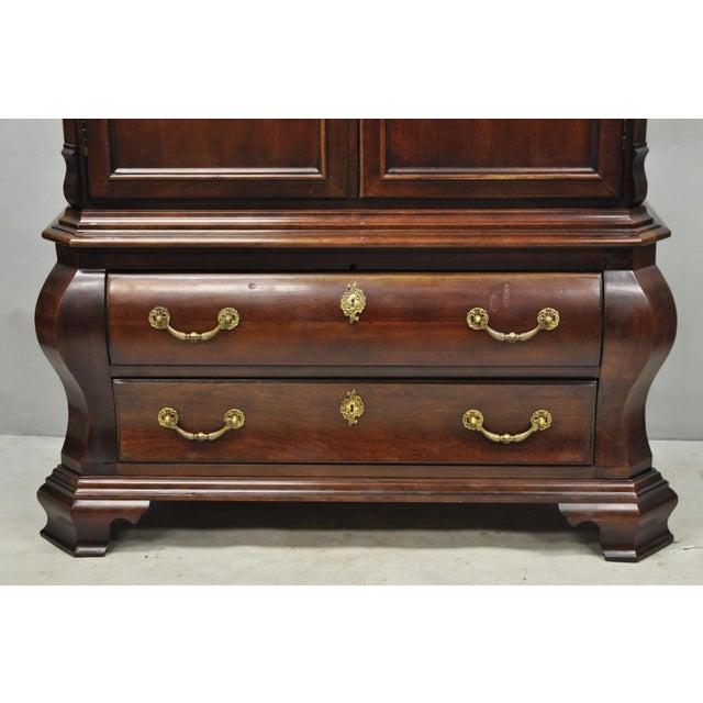 Century Furniture Late 20th Century Furniture Cardella Cherry Wood Bombe Armoire Wardrobe Dresser Tv Cabinet For Sale - Image 4 of 18