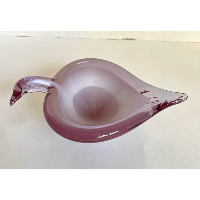 Mid 20th Century Vintage Murano Style Pink Art Glass Swan Bowl Trinket Dish For Sale - Image 5 of 8
