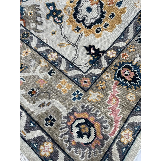 8x10 Luna Clara Beige Floral Traditional Hand Knotted Wool Carpet Rug For Sale - Image 4 of 6