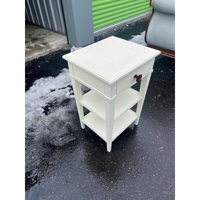1990s White Painted Nightstand With Drawer & Open Shelving For Sale In Philadelphia - Image 6 of 7
