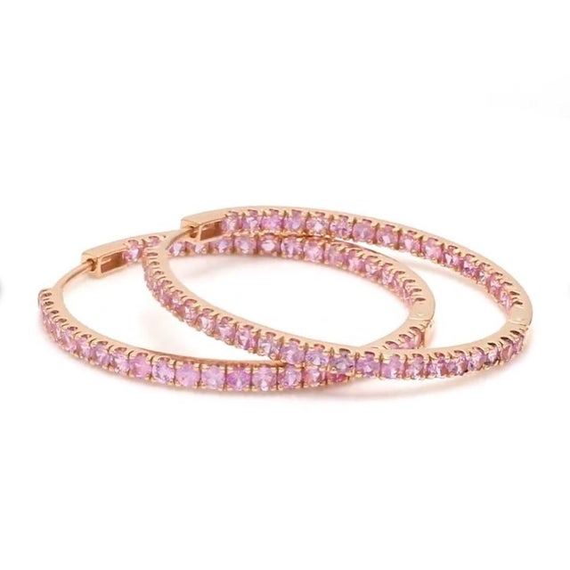 Metal 4.80 cts Natural pink sapphire earrings in 18k gold For Sale - Image 7 of 18