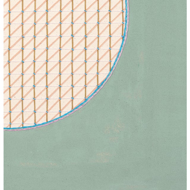 'Sage Portal' Geometric Sage Green Print by Emily Keating Snyder Print itself is 20 x 20 in. and framed in a light wood...