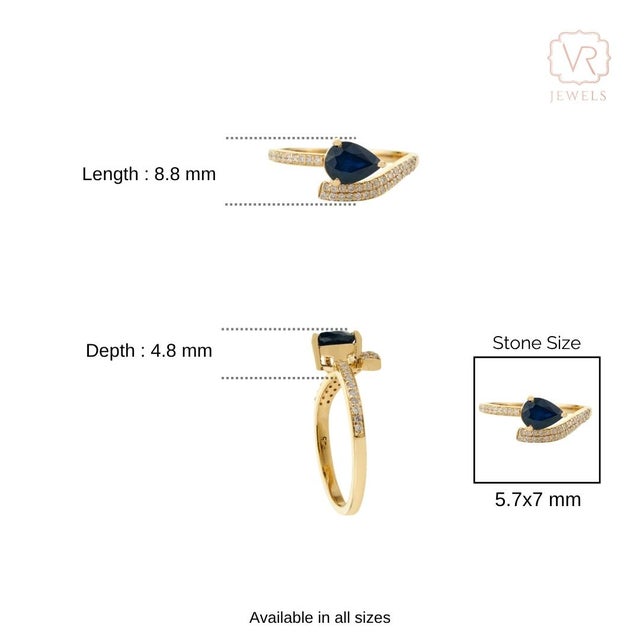 Luxury 1.12ct Blue Sapphire & Diamond Statement Ring Size 8 in 14k Gold For Sale - Image 12 of 16