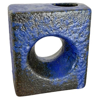 Brutalist Cubic Hole Pottery Vase from Piet Vest Ceramics, 1970s For Sale