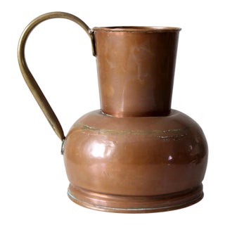 Antique Dutch Copper Ewer With Brass Handle For Sale