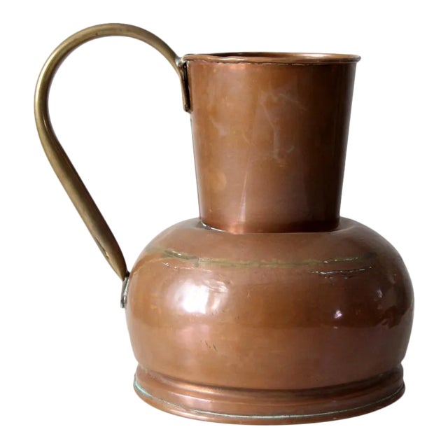 Antique Dutch Copper Ewer With Brass Handle For Sale