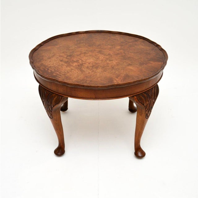 Vintage Pie Crust Coffee Table in Burr Walnut, 1930 For Sale - Image 3 of 6