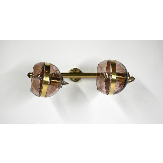 Italian Brass Hanging Lamp with Two Smoke Glass Balls, 1960s For Sale - Image 6 of 18