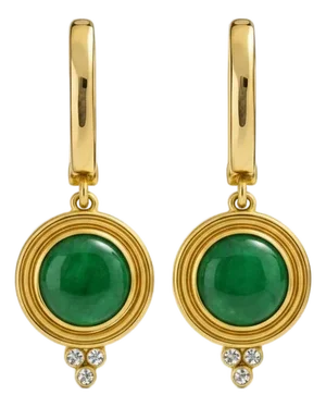 Vintage Inspired Green Onyx and Colorless Topaz Drop Earrings Silver, Gold, A Pair