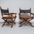 Campaign Campaign Style Leather Carved Bobbin X-Frame Director Chairs Att. Marge Carson - Pair For Sale - Image 3 of 6