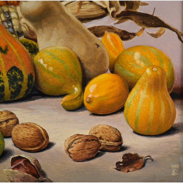 1950s Autumn Gift - Seasonal Harvest Still Life With Flowers by Albin Kern. For Sale - Image 5 of 6