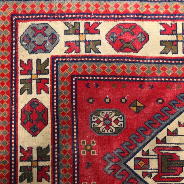 Textile Kazak Rug in Wool and Cotton For Sale - Image 7 of 10
