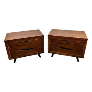 Rustic Contemporary Brazilian Pine Nightstand W/ Hidden Organizer Tray, a Pair For Sale