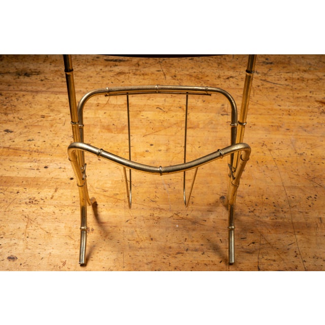 Mid 20th Century Pair of After-Maison Bagues Faux Bamboo Side Tables With Magazine Rack For Sale - Image 15 of 16