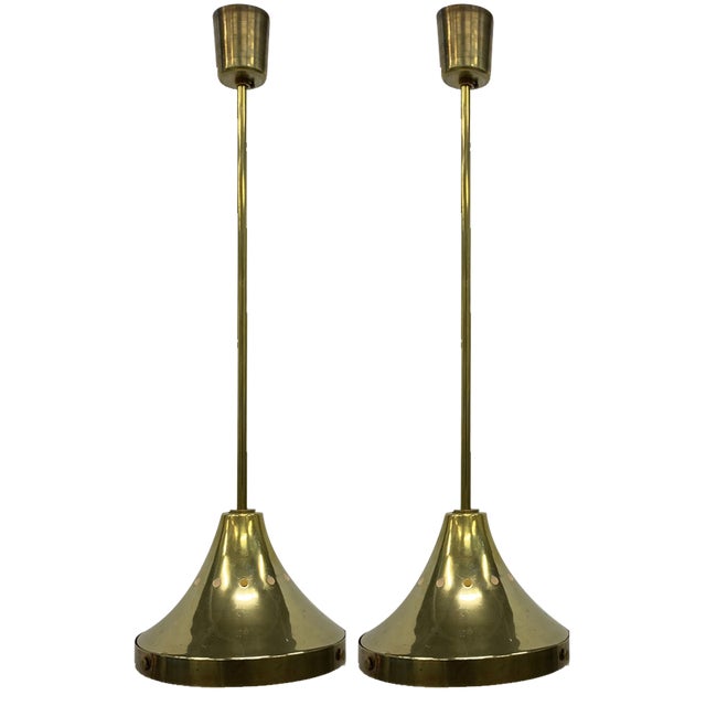 Brass Pendants attributed to Stilnovo, 1960s, Set of 2 For Sale