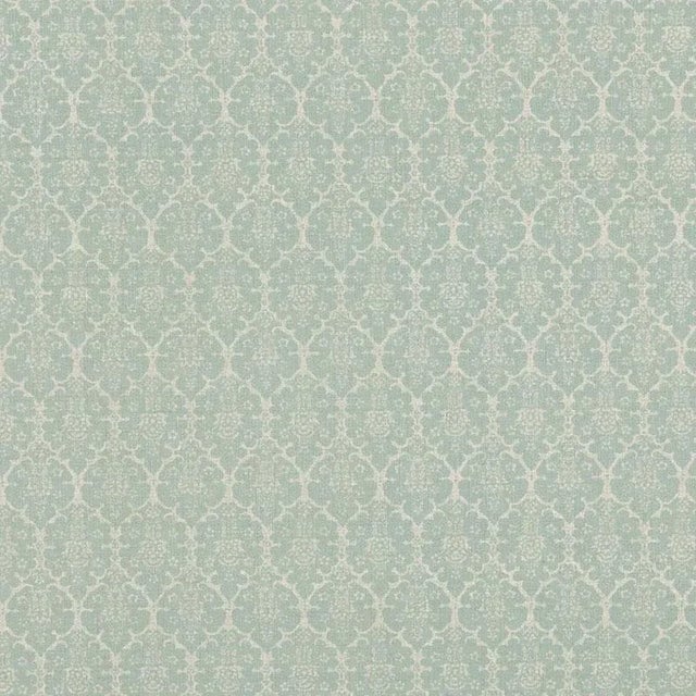Schumacher X Veere Grenney Burley Fabric in Aqua For Sale