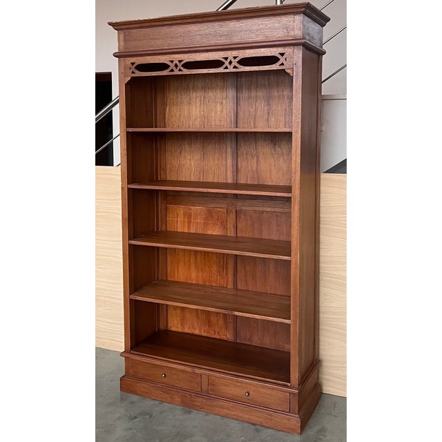 Neoclassical 19th Solid Oak Bookcase or Etagere With Five Shelves For Sale - Image 3 of 8