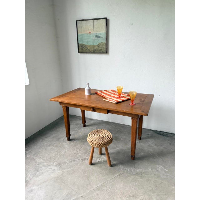 Vintage Oak Farm Table with Extension, 1950 For Sale - Image 17 of 18