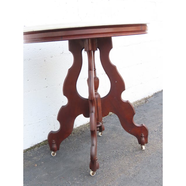 Late 1800s Victorian Eastlake Marble Top Carved Side Table 6900 For Sale In Miami - Image 6 of 18
