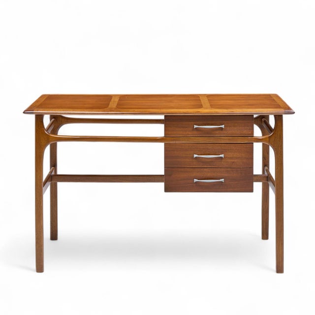 Lane Acclaim Mid Century Walnut Desk This desk measures: 48 wide x 22 deep x 29.5 high, with a chair clearance of 28.5...