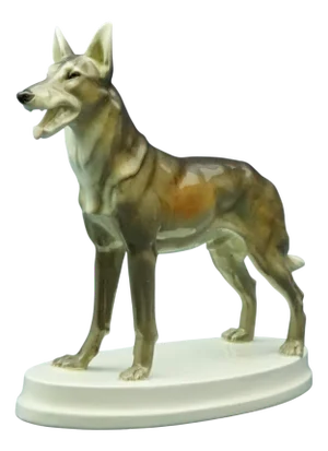 20th Century Ceramic Sculpture of Wolf Dog by Otto Petri for Goldscheider, Austria