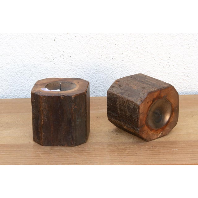 Pair of Small Antique Octagonal Column Candle Holders For Sale - Image 4 of 5