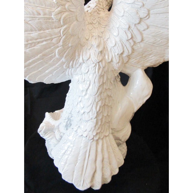 Monumental Italian White Glazed Terra Cotta Eagle Sculpture Circa 1960s For Sale - Image 12 of 17
