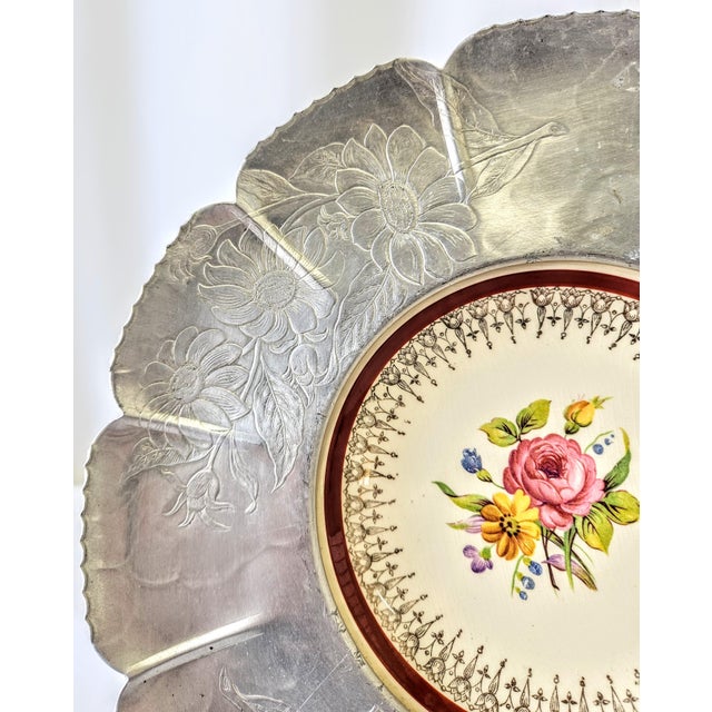 Vintage Aluminum and Ceramic Paden City Pottery Decorative Plate Chairish