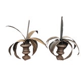 19th Century Antique French Zinc and Iron Agave Sculpture Pair For Sale