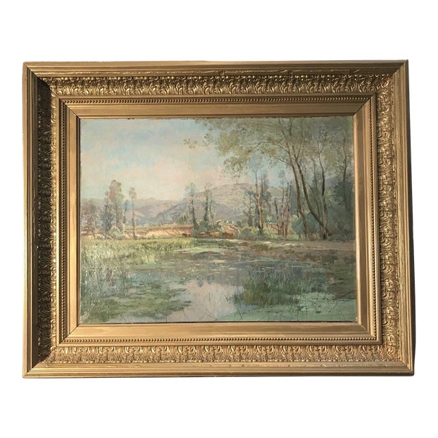 Late 19th Century French Impressionist Landscape Oil Painting by JL Million, Framed For Sale