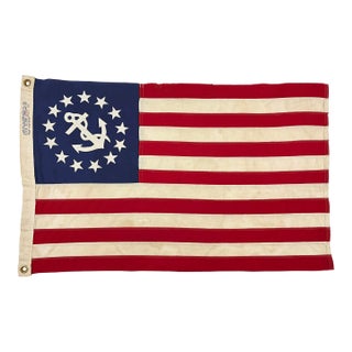 Small Vintage Cotton Sewn American Yacht Ensign Flag For Sale