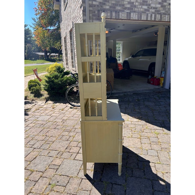 Light Yellow 1970s Henry Link Bali Hai Cabinet & Hutch For Sale - Image 8 of 12