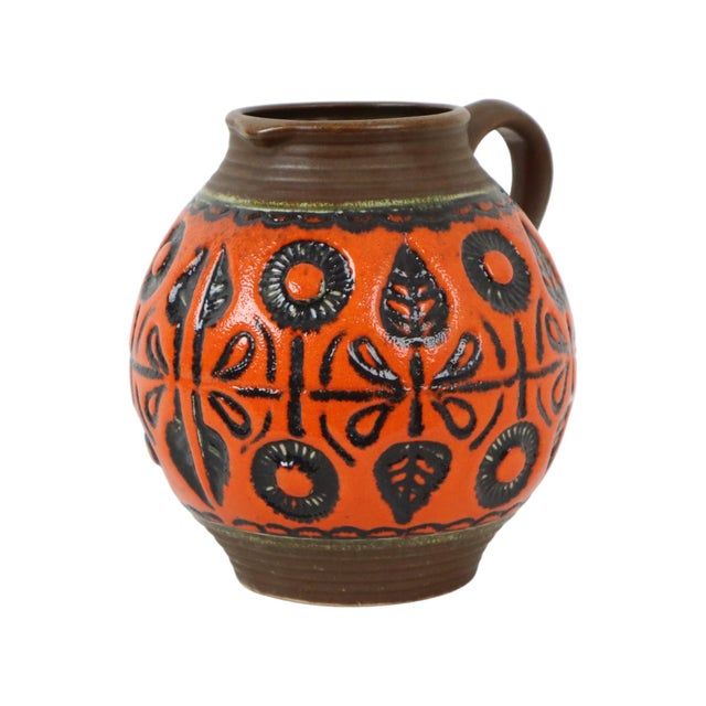 West German Orange Pottery Wekara Vase, 1960s For Sale - Image 6 of 10