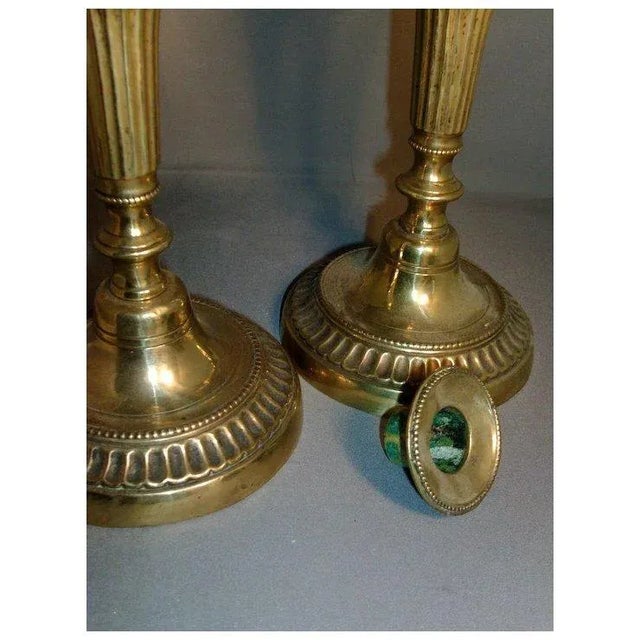Antique 18th Century English Brass Candlesticks - a Pair For Sale In New York - Image 6 of 8