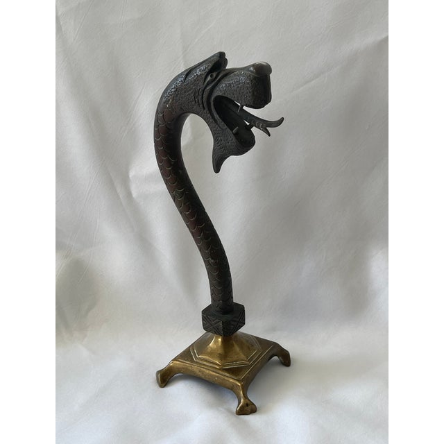 Early 20th Century Antique English Bronze & Brass Dragon Pocket Watch Holder For Sale - Image 12 of 13
