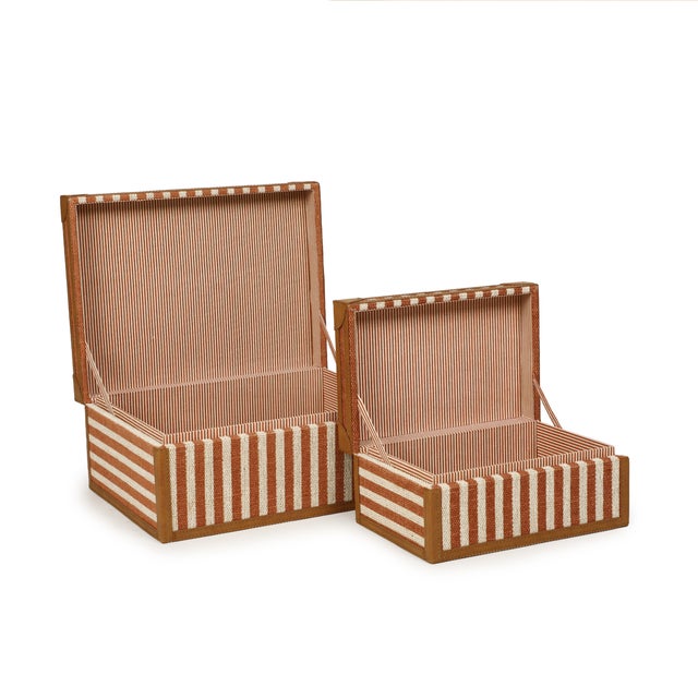 Boho Chic Kora Terracotta Cotton Jute Jewelry Box Set For Sale - Image 3 of 5