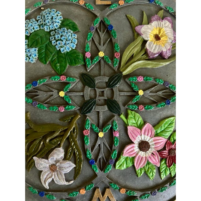 Gray Vintage Gothic Revival Floral Quatrefoil Wall Plaque For Sale - Image 8 of 12