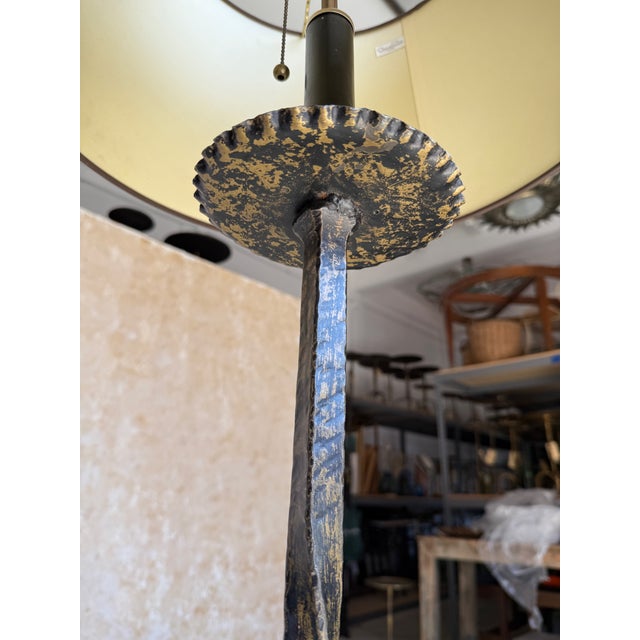 Spanish 1950's Iron Floor Lamp With Twisted Stem With Patinated Finish For Sale - Image 16 of 18