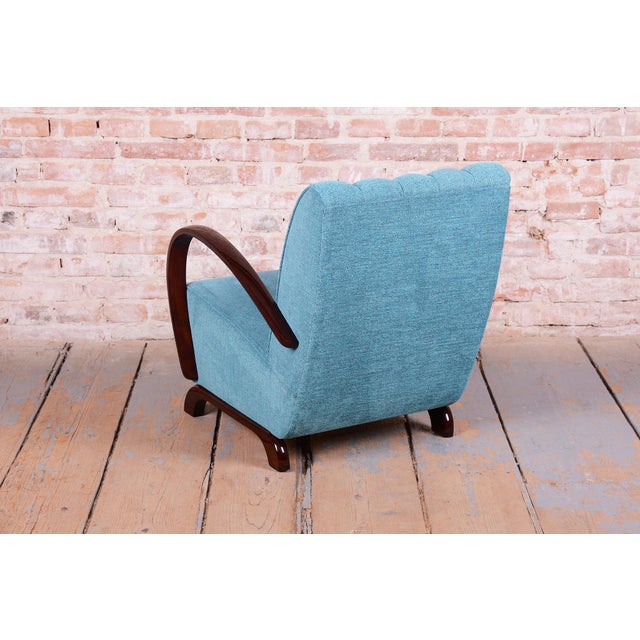 Art Deco Lounge Chairs and Table in Oak and Walnut by Jindrich Halabala for Up Závody, 1940s, Set of 3 For Sale - Image 3 of 16