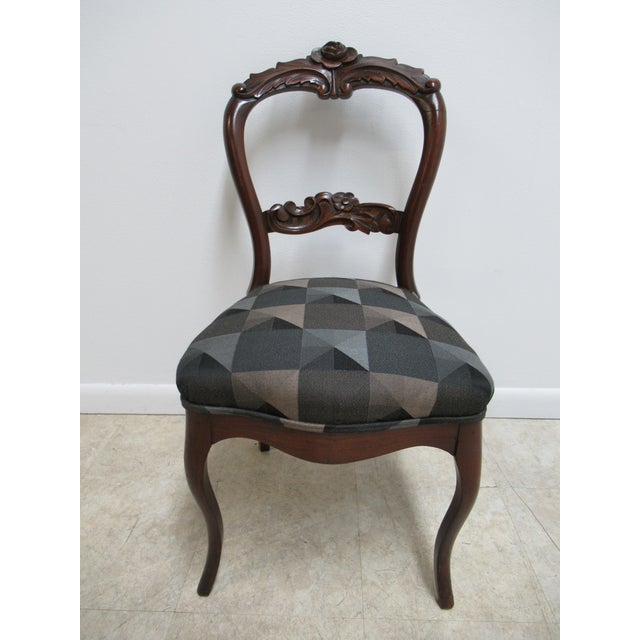 Vintage Victorian Rose Carved Walnut Side Chair Chairish