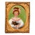 Mid-Century Miniature Portrait of Young Woman With Dog Signed Austin in Pressed Filagree Metal Frame For Sale