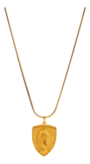 Sacred Virgin Mary Gold Medallion Necklace