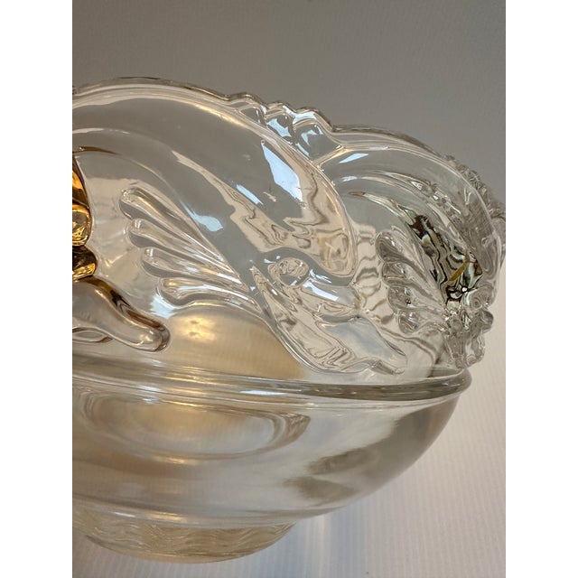 Tiffany & Co. Mid Century Modern Clear Art Glass Crystal Bowl With Dolphins 8"x 5" For Sale - Image 15 of 15